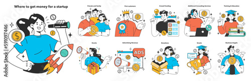 Start up' financing set. Where you can get money for your startup.
