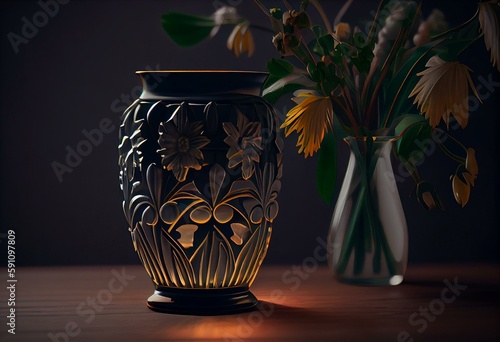 vase on a table. Generative AI