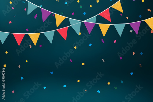 Garland Of Colorful Metallic Textured Flags