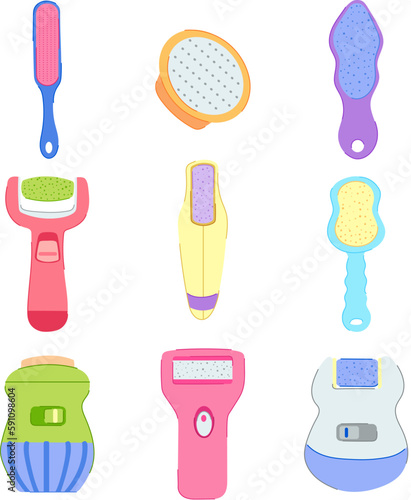callus remover set cartoon vector illustration