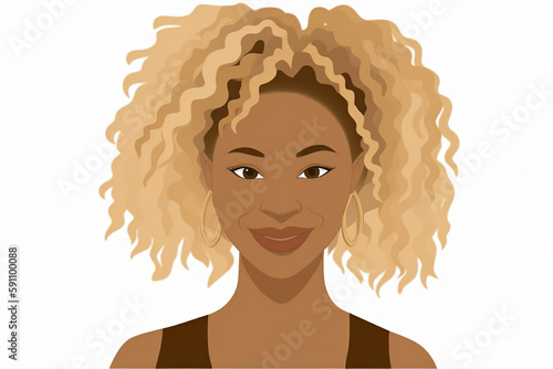 A Afro Woman Stylish Cartoon Portrait.