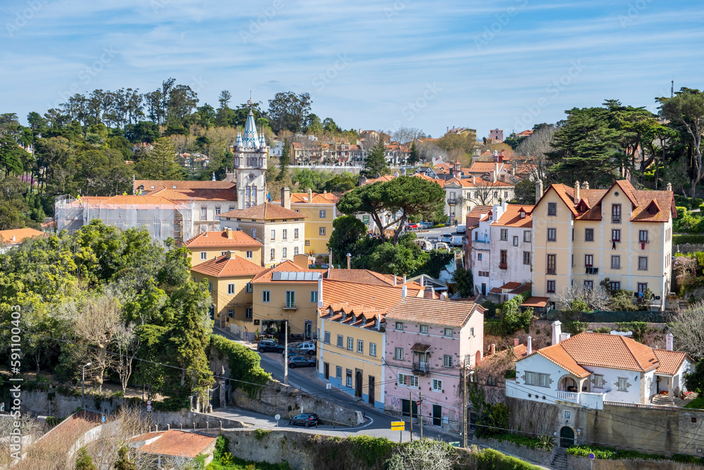 The historical town of Sintra, in the foothills of Portugal’s Sintra Mountains, near the capital, Lisbon.