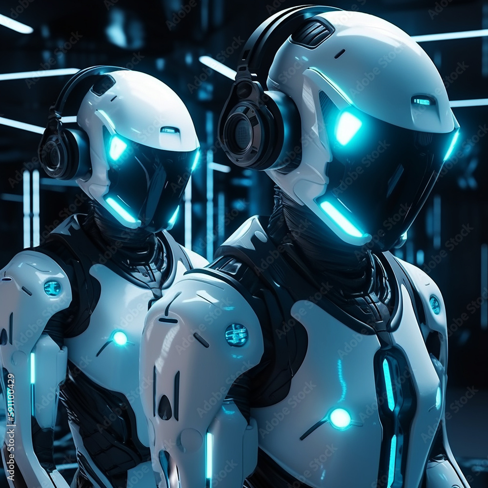 ภาพประกอบสต็อก Futuristic robots.Concept of artificial intelligence for ...