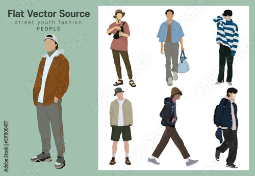 Collection of street fashion designs for young college students 2030