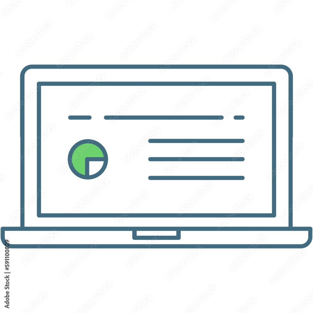 Laptop computer with graph chat on screen icon Laptop computer with graph chat on screen icon