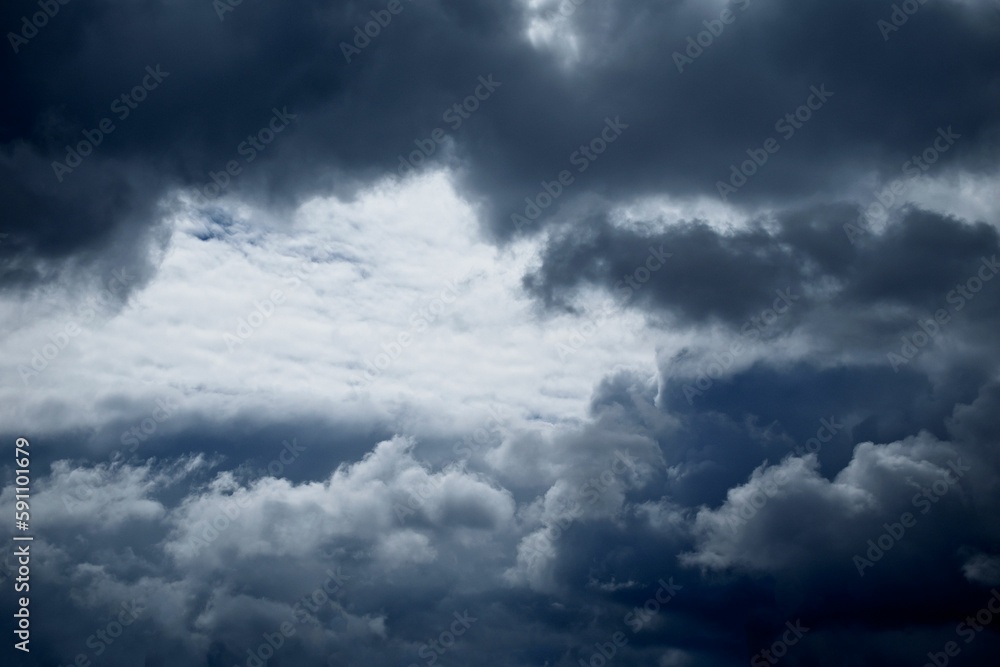 Beautiful shot of large clouds in a dark stormy sky