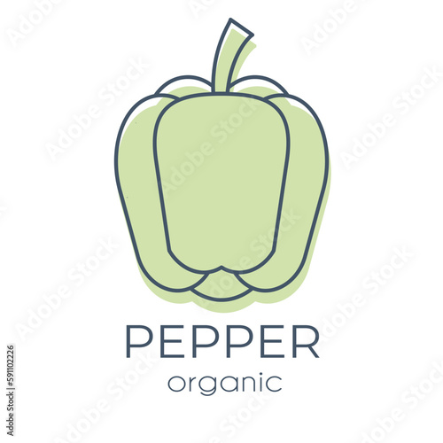 Single minimalist vector design element Green Bell Pepper on a white background