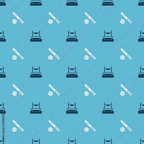 Set Bungee and Baseball bat with ball on seamless pattern. Vector