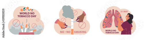 World No Tobacco Day concept set. May 31st campaign banner.