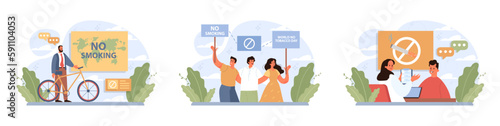 World No Tobacco Day concept set. May 31st campaign banner.