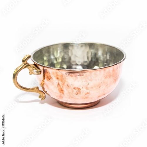 Pink gray copper cup isolated on a white background