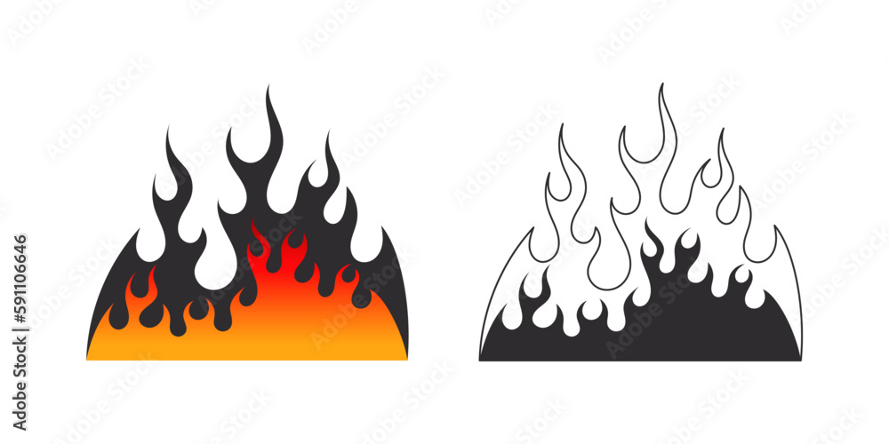 Fire flame. Fire and flames. Black and red fiery flames. Vector scalable graphics Fire flame. Fire and flames. Black and red fiery flames. Vector scalable graphics