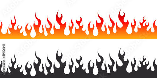 Fire flames. Painted flames. Cartoon campfire. Black and red fiery flames. Vector scalable graphics