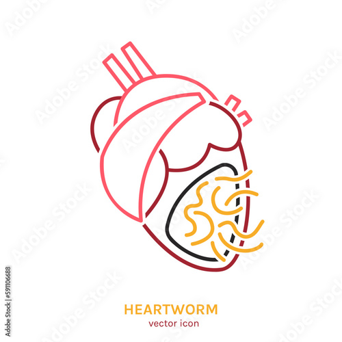 Heartworm disease in dogs and cats. Editable vector illustration