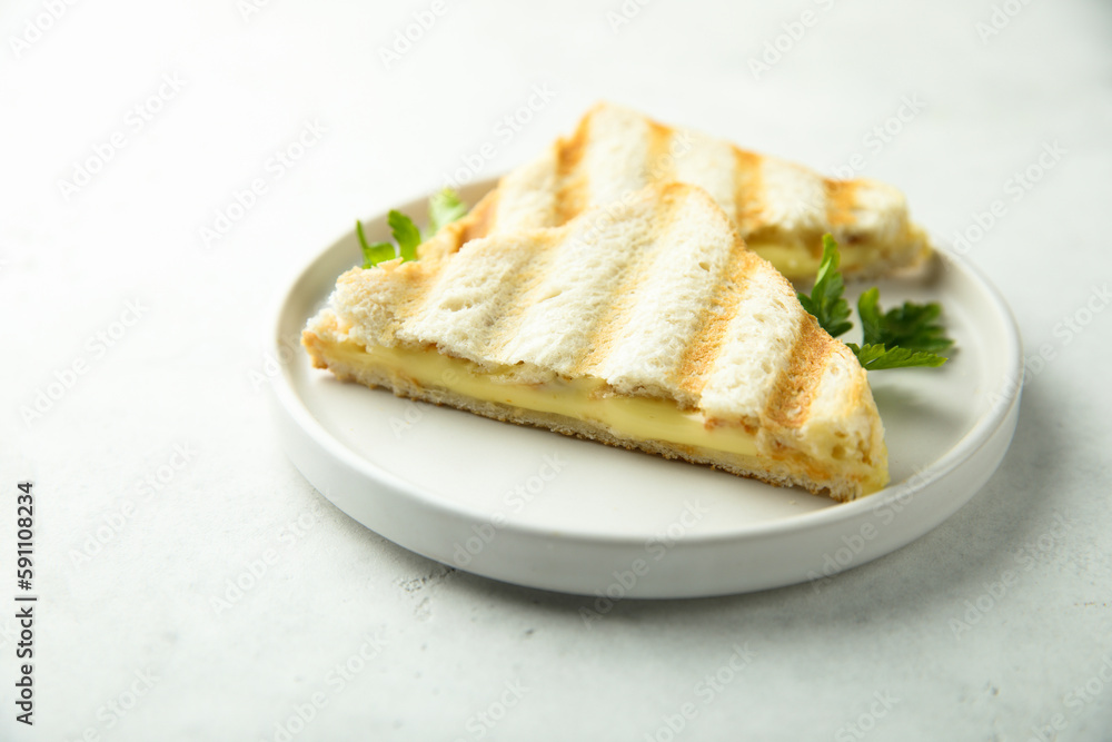Grilled cheese sandwich on a plate Grilled cheese sandwich on a plate