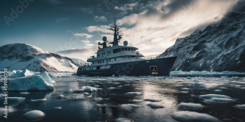 The Ultimate Luxury Expedition Yacht: Where Adventure Meets Luxury. Generative AI © Milos Stojiljkovic