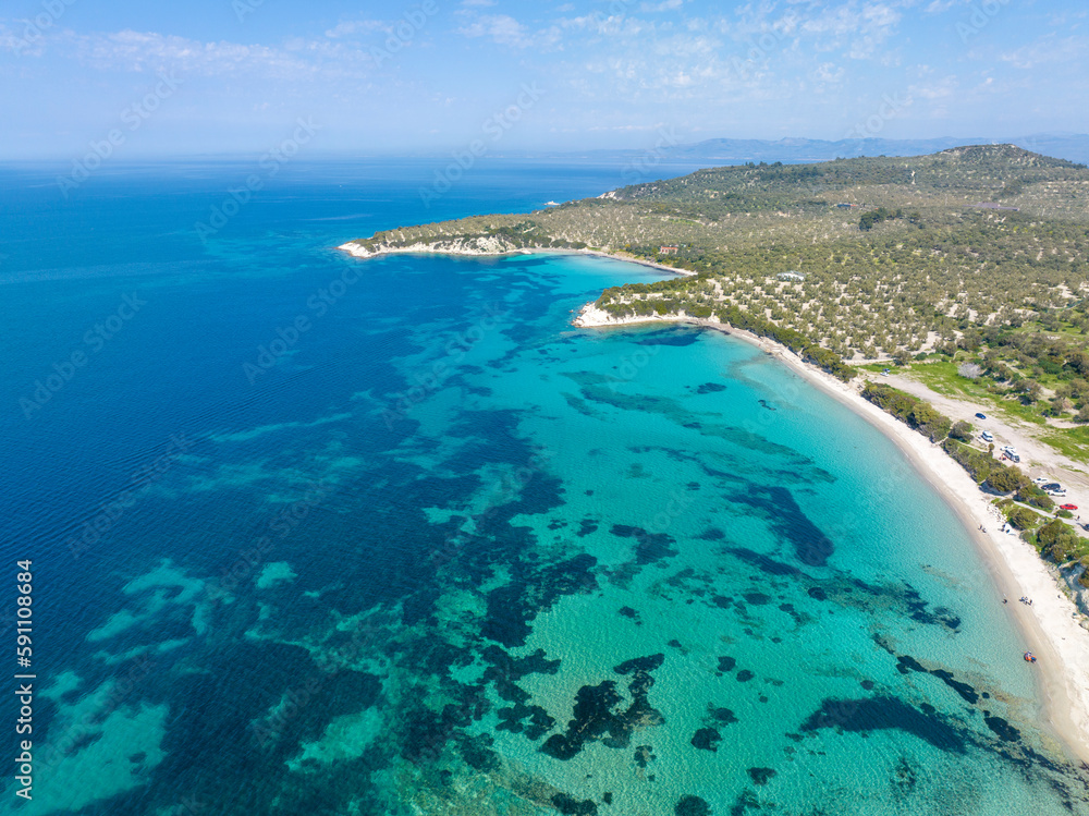 North Aegean shorelines Pissa Bay aerial photography. Pissa koyu - Dikili - Izmir - Turkey.