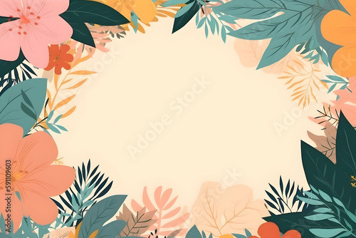 natural background with floral frame. generative ai