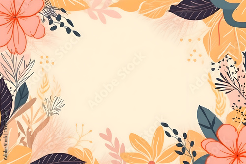 natural background with floral frame. generative ai