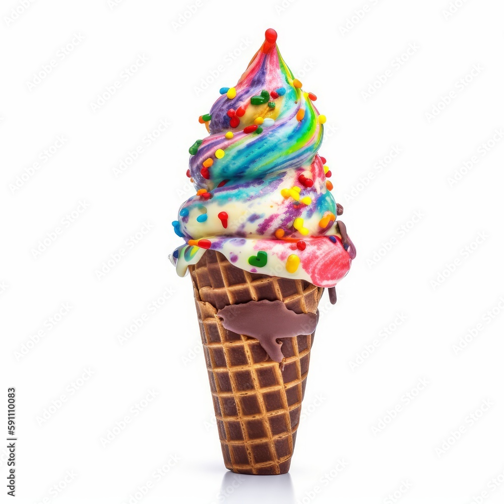Delicious and Vibrant Ice Cream on White Background, Generative AI Delicious and Vibrant Ice Cream on White Background, Generative AI