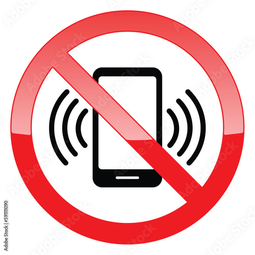 No cell phone sign on white background.
