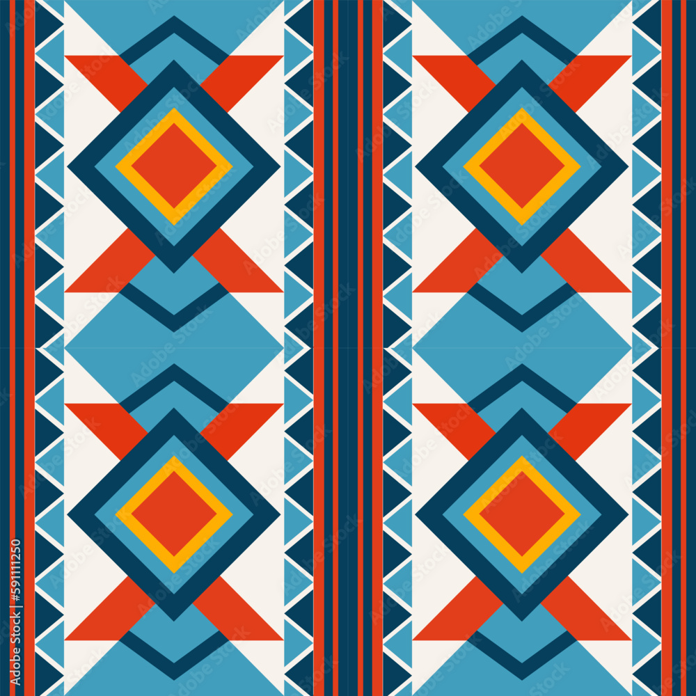 Colorful Aztec Ethnic Seamless Pattern 