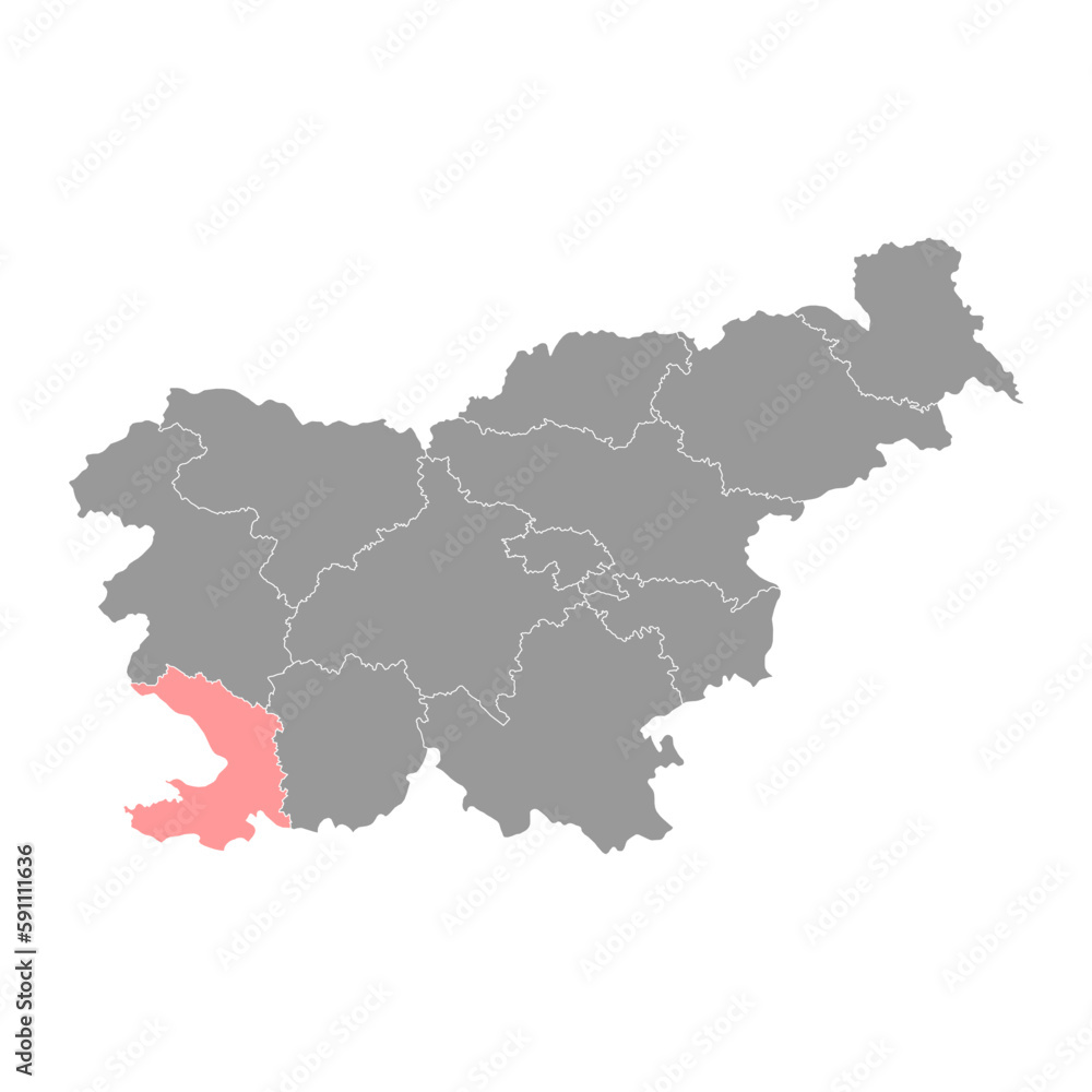 Coastal–Karst map, region of Slovenia. Vector illustration.