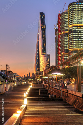 Barangaroo, Sydney, Australia - King Street Wharf with Crown Sydney (or Barangaroo One) skyscraper © Bogdan Lazar