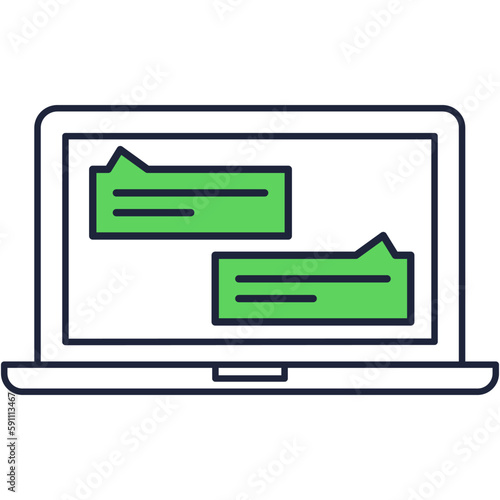 Chat bubble dialogue on computer icon vector