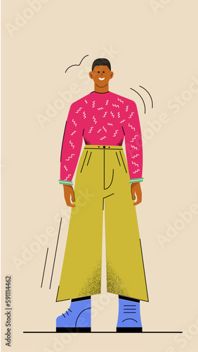 Man in fashionable look. Flat illustration of man. 