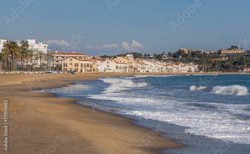View of Altafulla from the Beach, costa Daurada, Catalonia photo