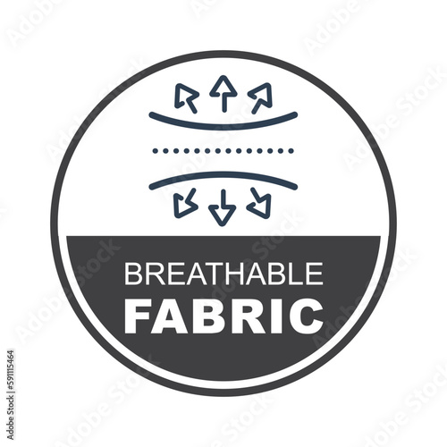 Breathable fabric icon, vector, label sign.