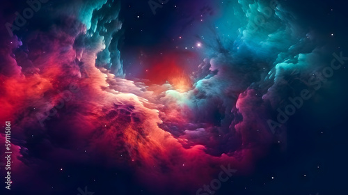Colorful space galaxy cloud nebula, Universe science astronomy, Stary night cosmos, Supernova background wallpaper created with Generative AI