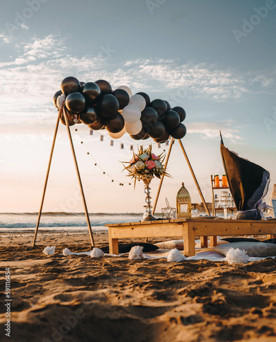 Decorations used in Tamraght, Morocco for a birthday celebration
 photo