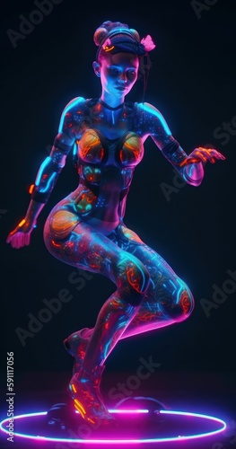Cyborg woman, futuristic style. Beautiful illustration picture. Generative AI