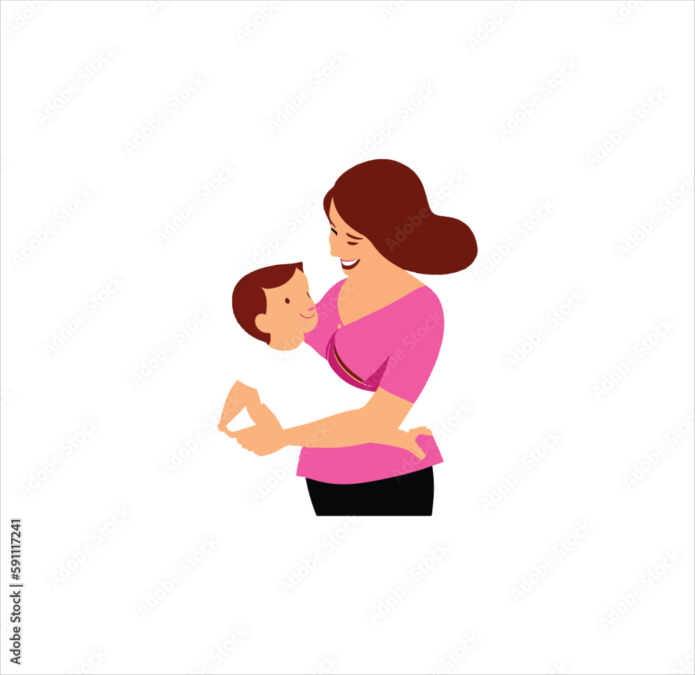 A woman with her baby avatar vector art. A woman with her baby avatar vector art.