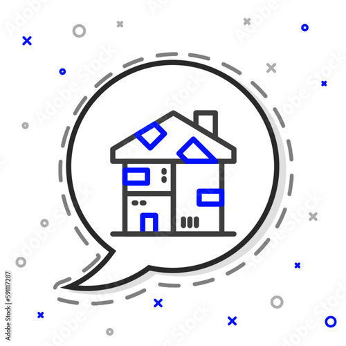 Line Homeless cardboard house icon isolated on white background. Colorful outline concept. Vector