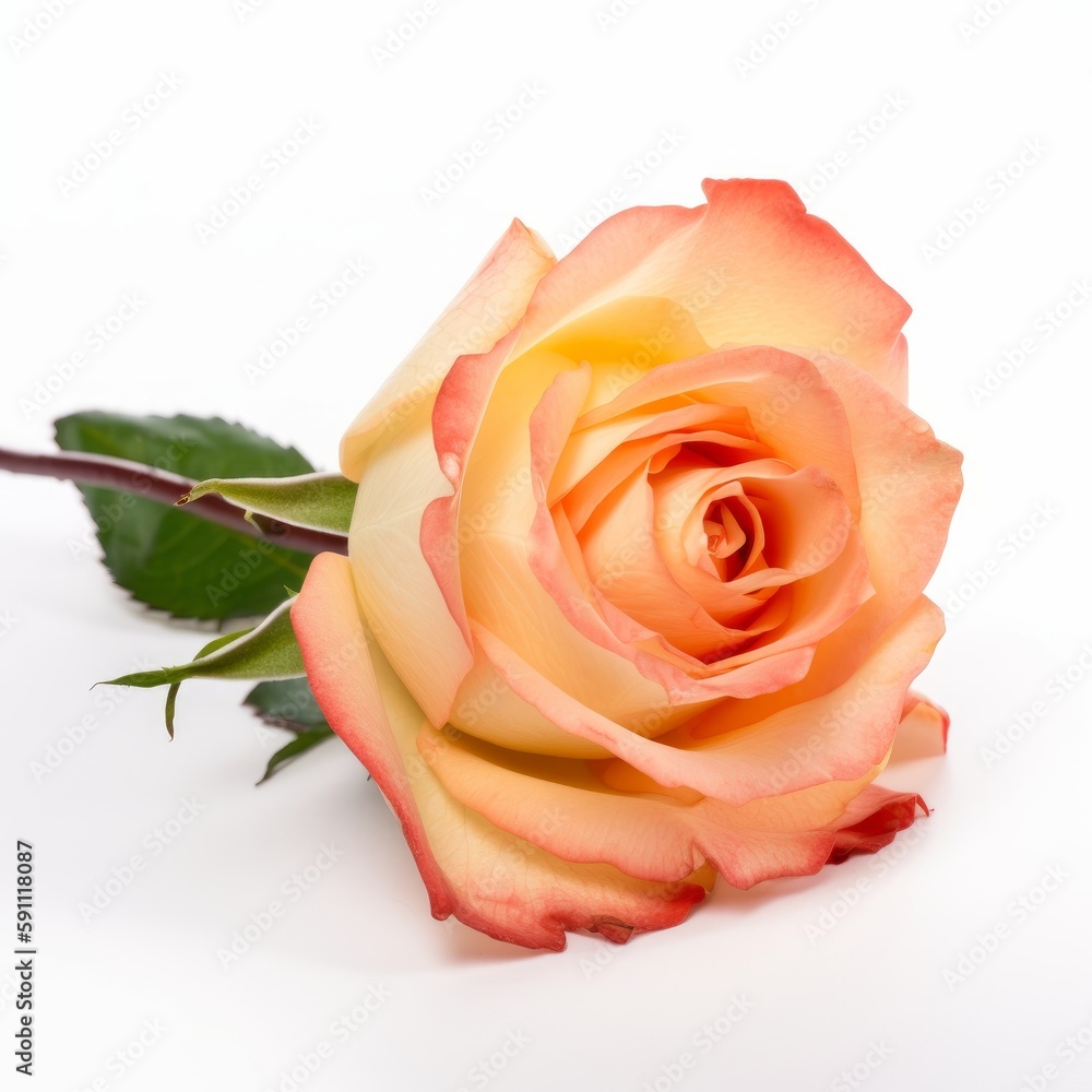Captivating Closeup of a Single Rose on White Background, Generative AI Captivating Closeup of a Single Rose on White Background, Generative AI