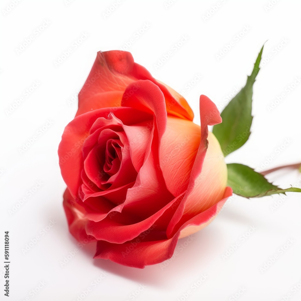 Captivating Closeup of a Single Rose on White Background, Generative AI Captivating Closeup of a Single Rose on White Background, Generative AI