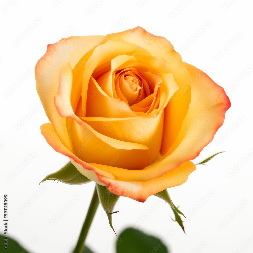 Captivating Closeup of a Single Rose on White Background, Generative AI Captivating Closeup of a Single Rose on White Background, Generative AI