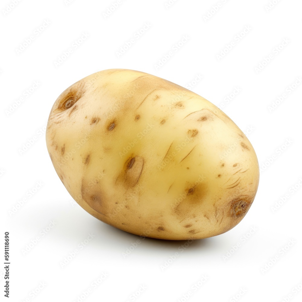 A healthy fresh organic raw potato with skin on white background Generative AI Illustration A healthy fresh organic raw potato with skin on white background Generative AI Illustration