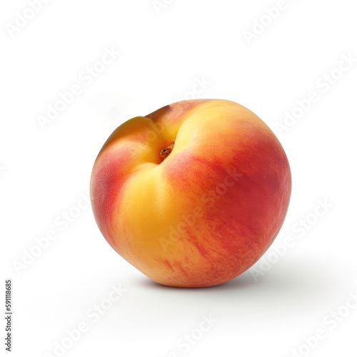 A raw organic peach touched ingredient for a fruit salad with white background Generative AI Illustration