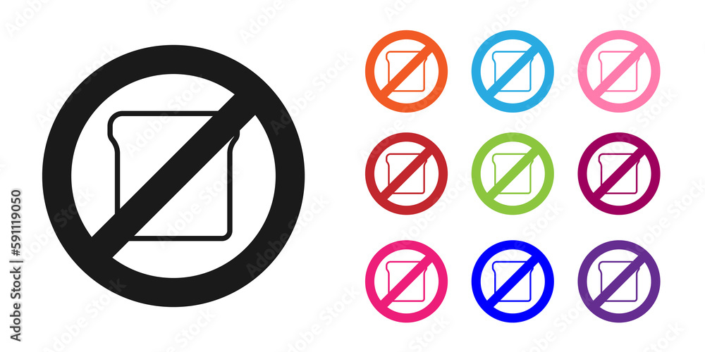 Black Gluten free grain icon isolated Black background. No wheat sign. Food intolerance symbols. Set icons colorful. Vector Black Gluten free grain icon isolated Black background. No wheat sign. Food intolerance symbols. Set icons colorful. Vector