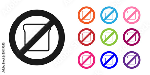 Black Gluten free grain icon isolated Black background. No wheat sign. Food intolerance symbols. Set icons colorful. Vector