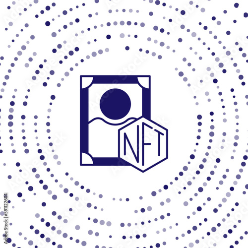 Blue NFT Digital crypto art icon isolated on white background. Non fungible token. Abstract circle random dots. Vector