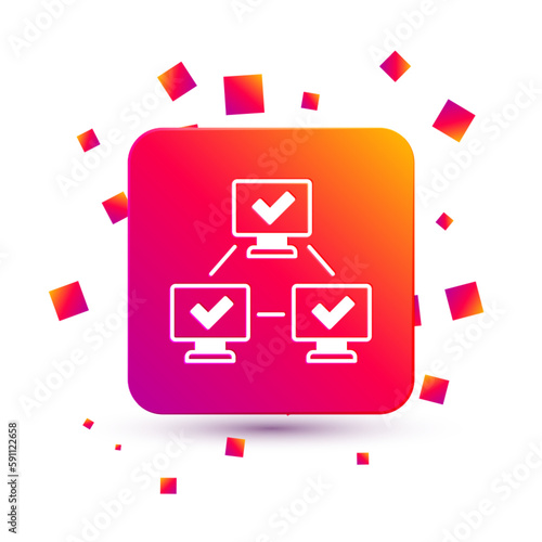 White NFT blockchain technology icon isolated on white background. Non fungible token. Digital crypto art concept. Square color button. Vector