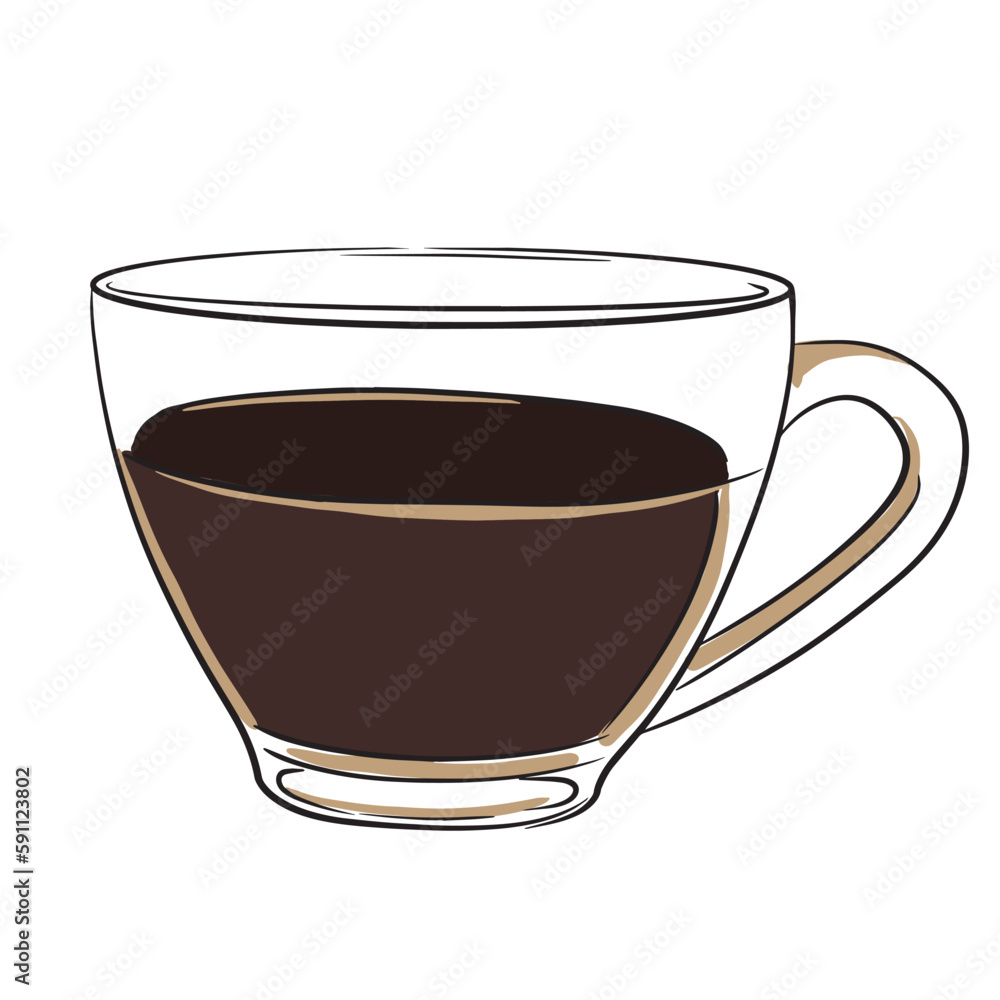 Obraz premium Vector Hand Drawn Illustration of transparented cup of coffee isolated on the white background