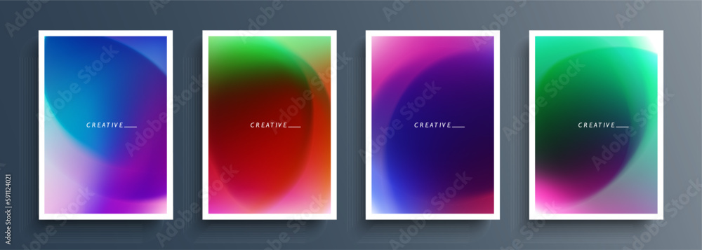 Set of blurred multicolored backgrounds with color gradients. Defocused color graphic templates collection for posters, flyers and covers design. Vector illustration.