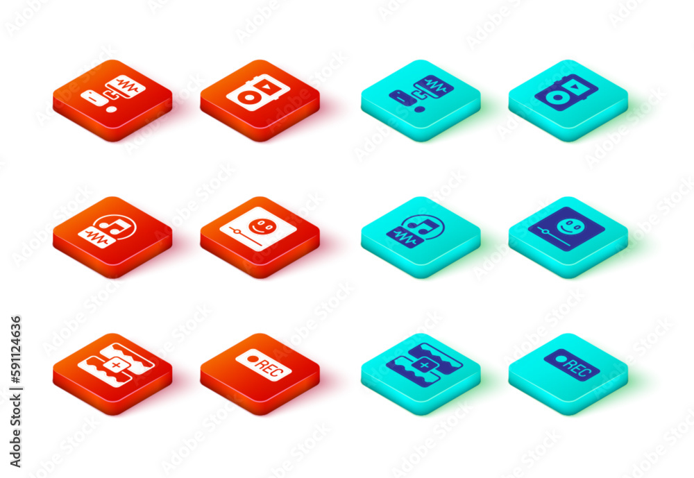 Set Music wave equalizer, Record button, note, tone, player, and recording studio icon. Vector Set Music wave equalizer, Record button, note, tone, player, and recording studio icon. Vector
