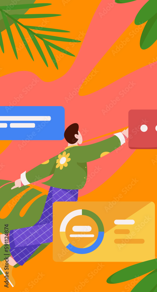 Fototapeta premium Business people working in flat vector concept operation hand drawn illustration